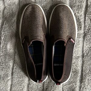 Ben Sherman Dark Brown Herringbone Slip-On Loafers
